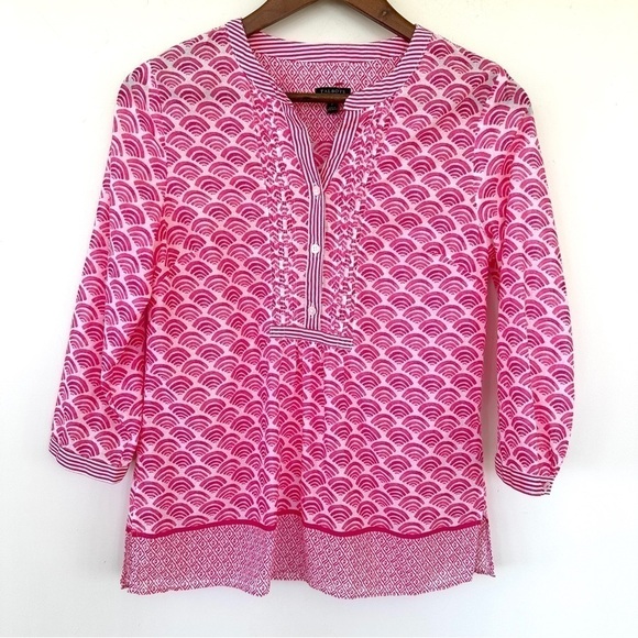 Talbots tunic with 3/4  length sleeves, 1/2 button front, 💯 cotton - Picture 1 of 11